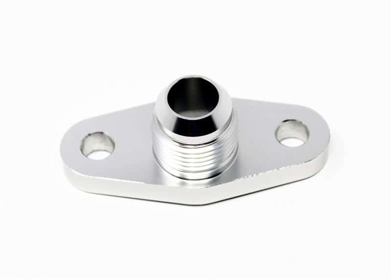 Torque Solution — Torque Solution Billet Offset Oil Drain Flange w/ Integrated -10AN Flange: T3/T4 & PTE/Borg Turbo - view 2