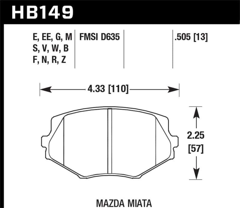 Hawk Performance — Hawk 94-05 Miata (01-05 Normal Suspension) Blue 9012  Race Front Brake Pads D635
Disc Brake Pad - view 3