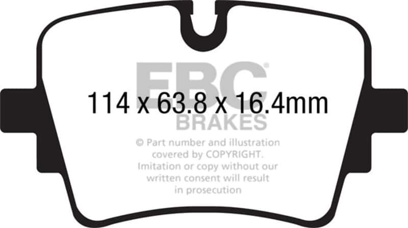 EBC — EBC 14+ Jaguar F-Type (Cast Iron Rotors Only) 5.0 Supercharged (490) Redstuff Rear Brake Pads
Disc Brake Pad - view 1