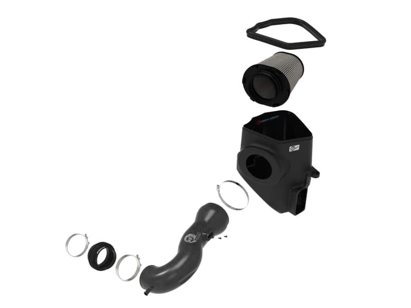 aFe — aFe 19-21 GM Trucks 5.3L/6.2L Track Series Carbon Fiber Cold Air Intake System W/ Pro Dry S Filters
Track Series Intake  - view 3