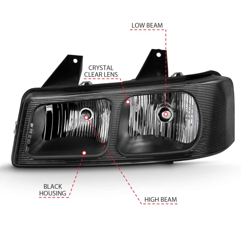 ANZO — ANZO 2003-2017 Chevy Express Crystal Headlight Black
Head Light Set - view 4