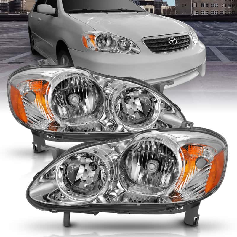 ANZO — ANZO 2005-2008 Toyota Corolla Crystal Headlight Chrome Amber
Head Light Set - view 1
