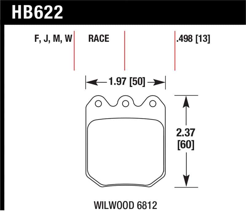 Hawk Performance — Hawk Wilwood DLS 6812 DTC-30 Brake Pads
Disc Brake Pad - view 1