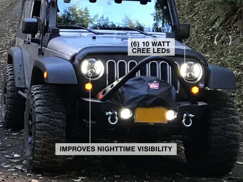 Raxiom — Raxiom 97-18 Jeep Wrangler TJ & JK 6-LED Headlights w/ Partial Halo- Blk Housing (Clear Lens)
Headlights - view 12