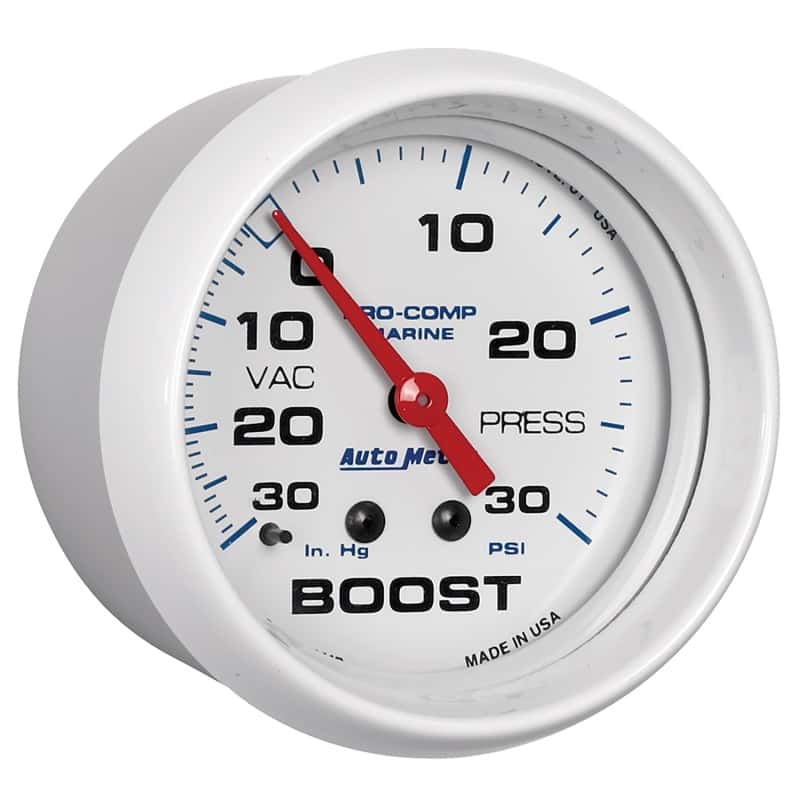 AutoMeter — Autometer Marine White Gauge 2-5/8in Mechanical Vacuum/Boost Gauge 30INHG-30PSI
GA 2.6" BST 30 M MW - view 6