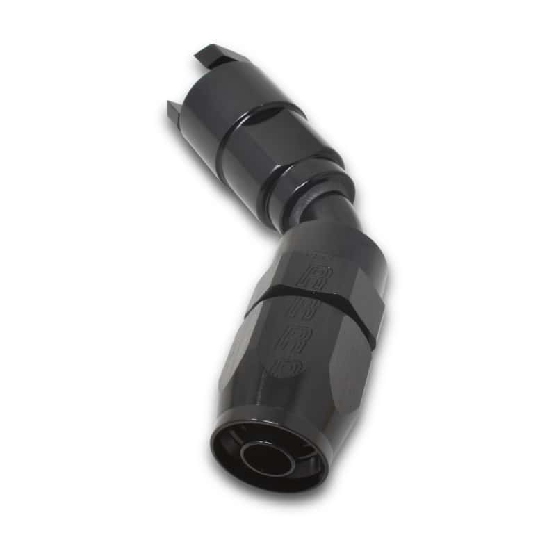 Russell — Russell Performance 3/8in SAE Quick Disc Female to -6 Hose Black 45 Degree Hose End
Hose End - view 4