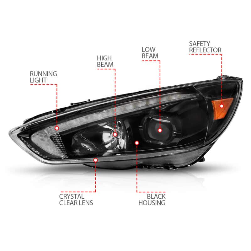 ANZO — ANZO 15-18 Ford Focus Projector Headlights - w/ Light Bar Switchback Black Housing
Head Light Set
HdLtSet - view 7