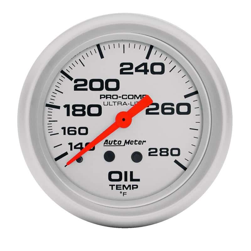 AutoMeter — Autometer Ultra-Lite 66.7mm Mechanical 140-280 Degree F Oil Temperature Gauge w/ 6in Tubing
2-5/8" OIL TEMP, 140 - view 2