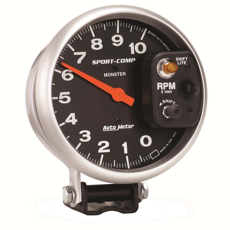 AutoMeter — Autometer Sport-Comp 5 inch 10,000 RPM Pedestal Mount Tachometer (Shift-Lite on Control Shield)
5" TACH, 10,000 RPM, - view 3