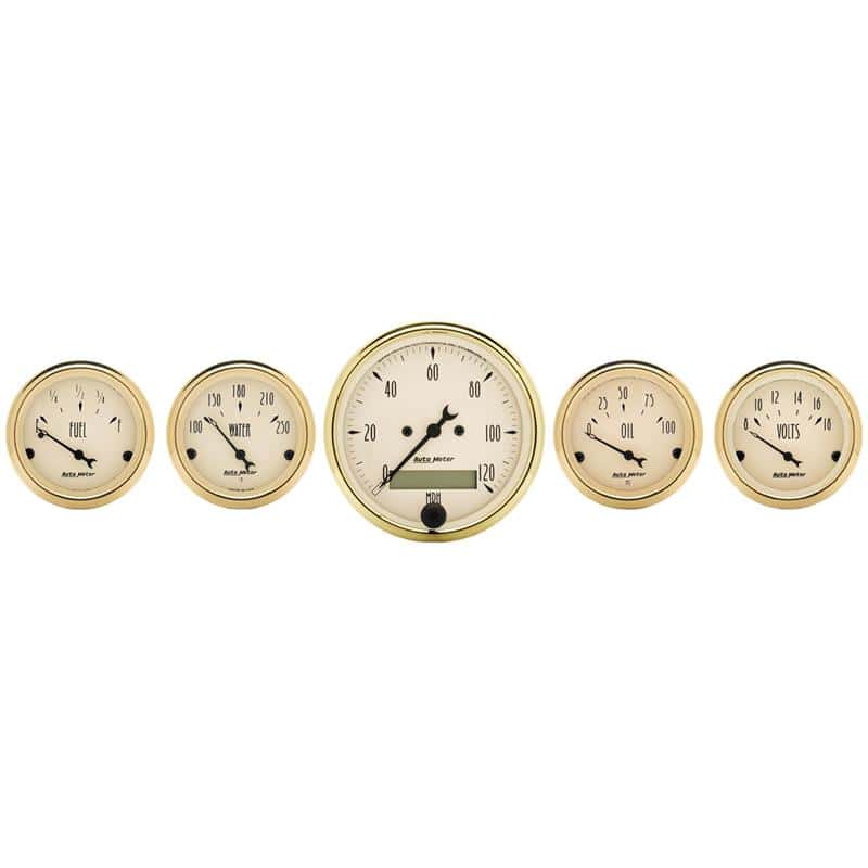 AutoMeter — AutoMeter Gauge Kit 5 Pc. 3-1/8in. & 2-1/16in. Elec. Speedometer Golden Oldies
GOLDEN OLDIES 5 PC. - view 1