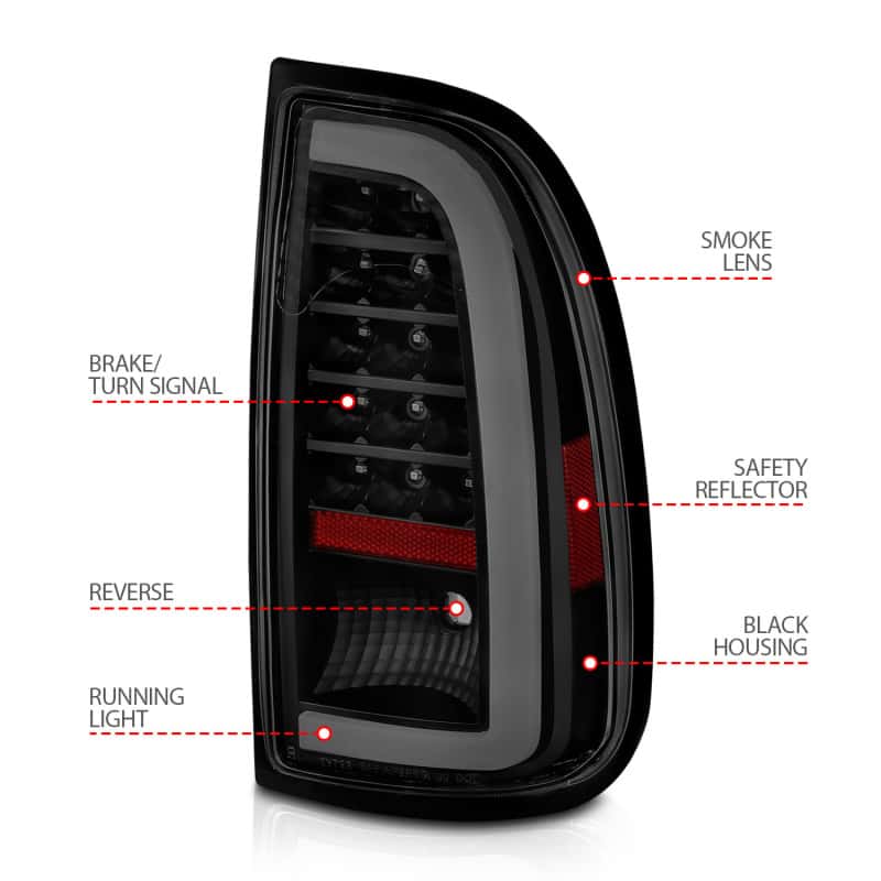 ANZO — ANZO 00-06 Toyota Tundra (Std. Bed/Reg Cab) LED Taillights w/Light Bar Black Housing Smoke Lens - view 8