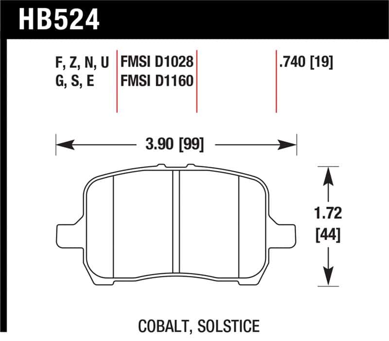 Hawk Performance — Hawk 05-07 Cobalt SS / 08-09 HHR / 04+ Malibu / 07A+ G5 GT / 06+ G6 / HPS Street Front Brake Pads
Disc Brake Pad - view 1