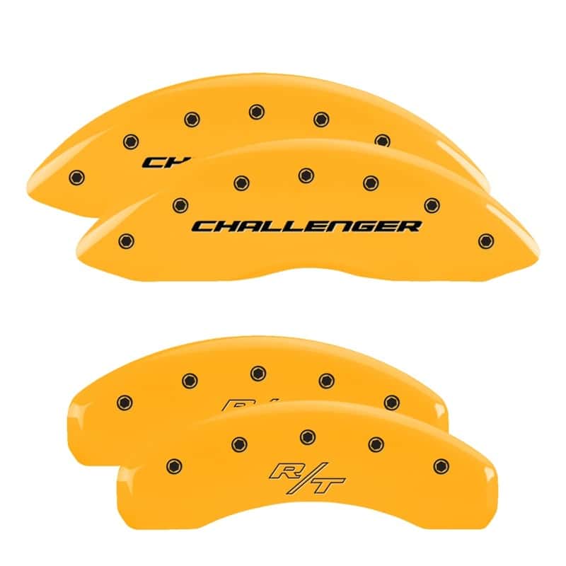 MGP — MGP 4 Caliper Covers Engrvd Front Block/Challenger Engrvd Rear Vintage Style/RT Yellow fnsh Blk ch
Caliper Covers - view 1