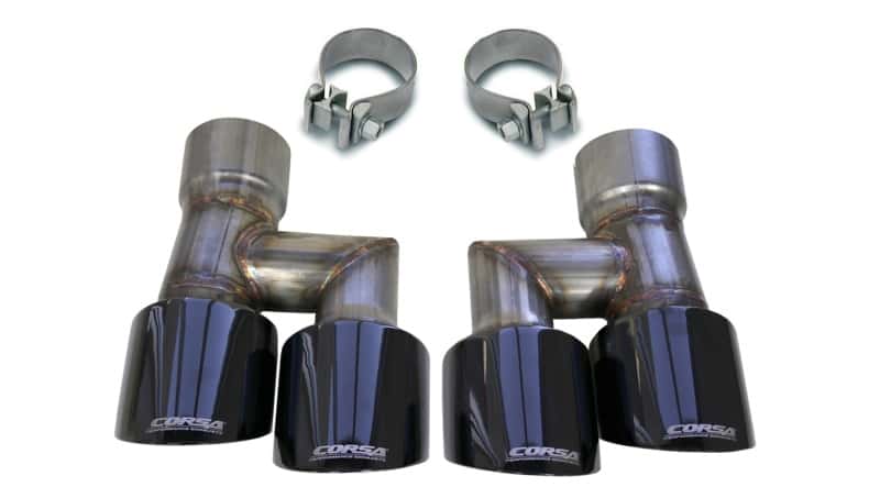 CORSA Performance — Corsa 2018-2023 Ford Mustang Eco 2.3L Twin 4in Black PVD Pro-Series Tip Kit (Clamps Included)
Exhaust - view 1