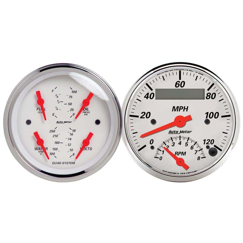 AutoMeter — Autometer Arctic White 3-3/8 Quad Gauge and Tach/Speedo Combo
GA KT QD RPM/SP AW - view 2
