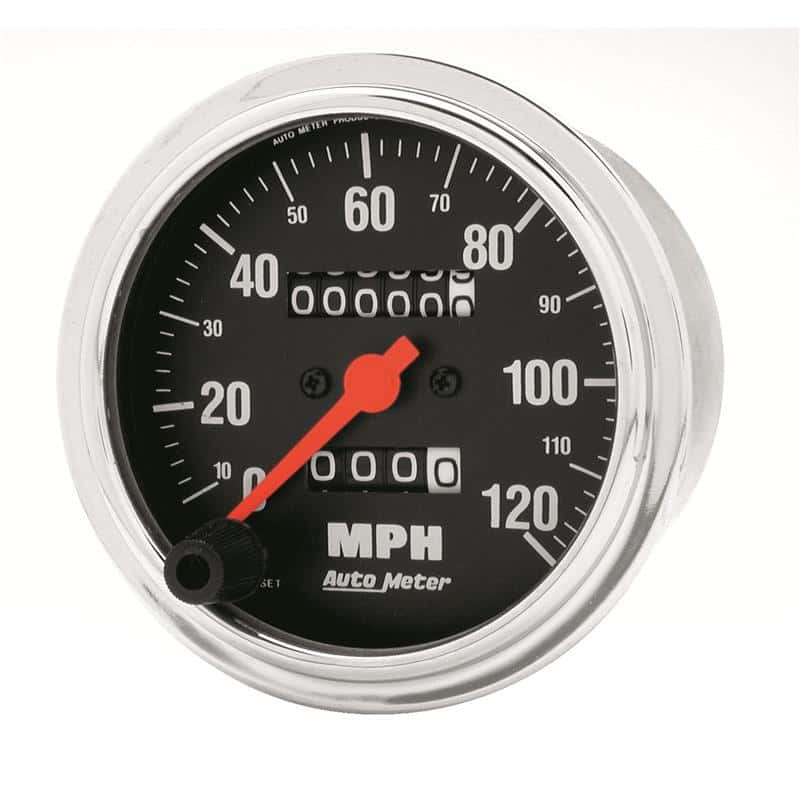 AutoMeter — Autometer Traditional Chrome 3-3/8in 120 MPH In-Dash Full Sweep Mechanical Speedometer
3-3/8" SPEEDO, 120 M - view 2