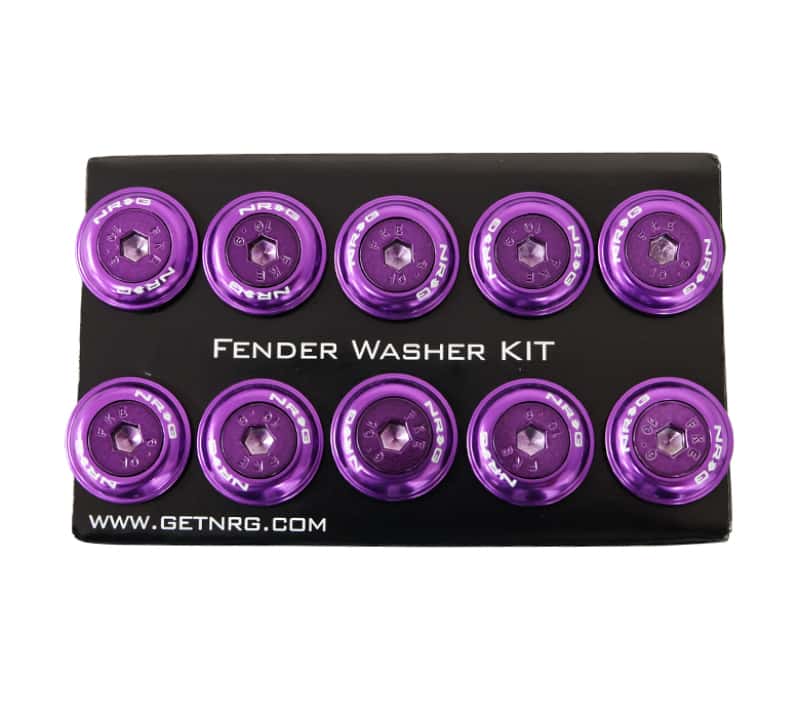 NRG — NRG Fender Washer Kit w/Color Matched M6 Bolt Rivets For Plastic (Purple) - Set of 10 - view 3