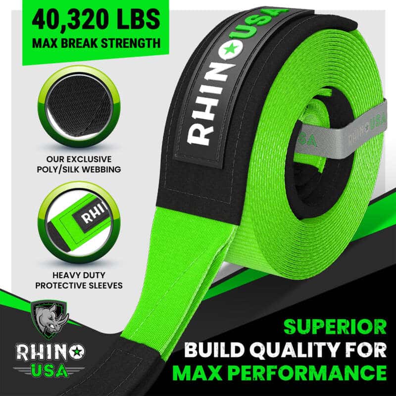 Rhino USA — Rhino USA Recovery Tow Strap 4Inx30Ft (Green) - view 2
