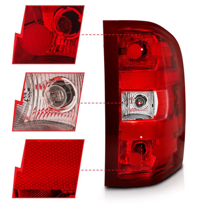 ANZO — ANZO 2007-2013 Chevy Silverado Taillight Red/Clear Lens (OE Replacement) - view 6