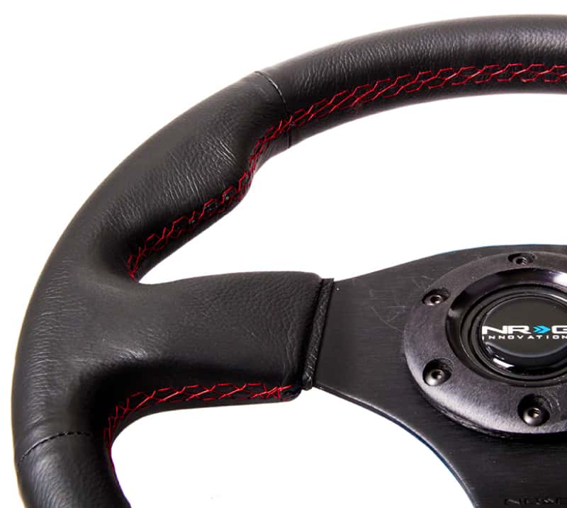 NRG — NRG Reinforced Steering Wheel (320mm) Leather w/Red Stitch - view 3