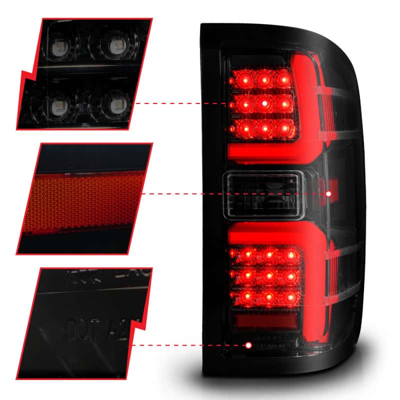 ANZO — ANZO 15-19 Chevrolet Silverado 2500 HD/3500 HD LED Taillight w/ Sequential Black Housing/Smoke Lens
Tail Light Set - view 9