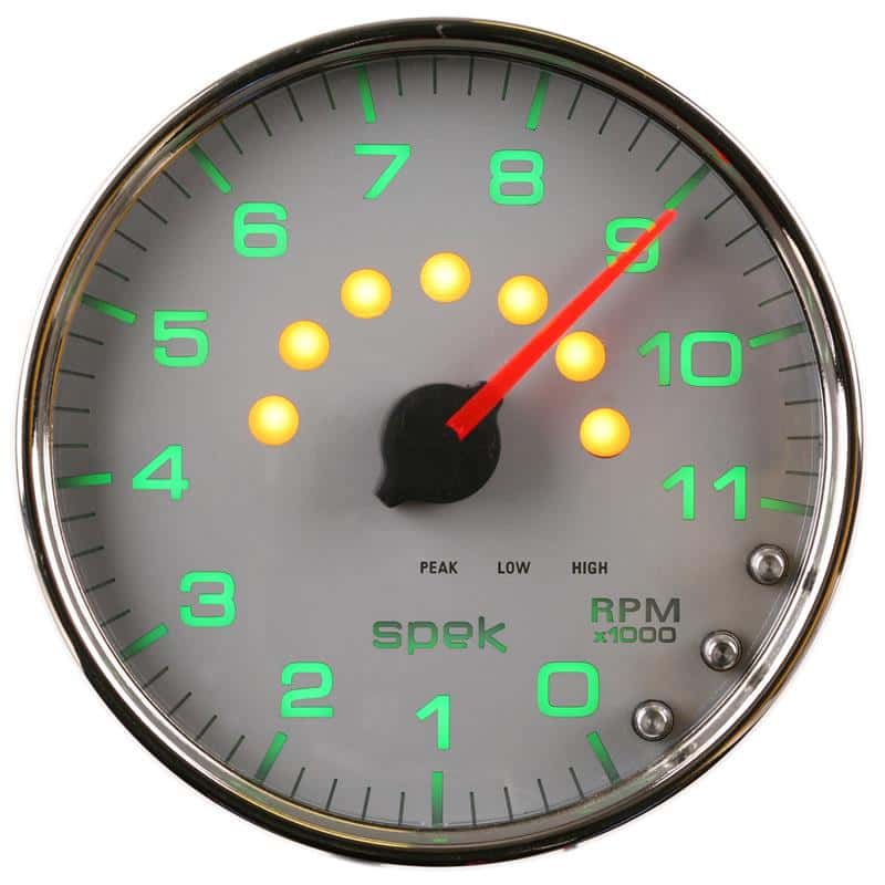 AutoMeter — Autometer Spek-Pro Gauge Tachometer 5in 11K Rpm W/Shift Light & Peak Mem Silver/Chrome
GA 5" 11KRPM SCC SPK - view 3