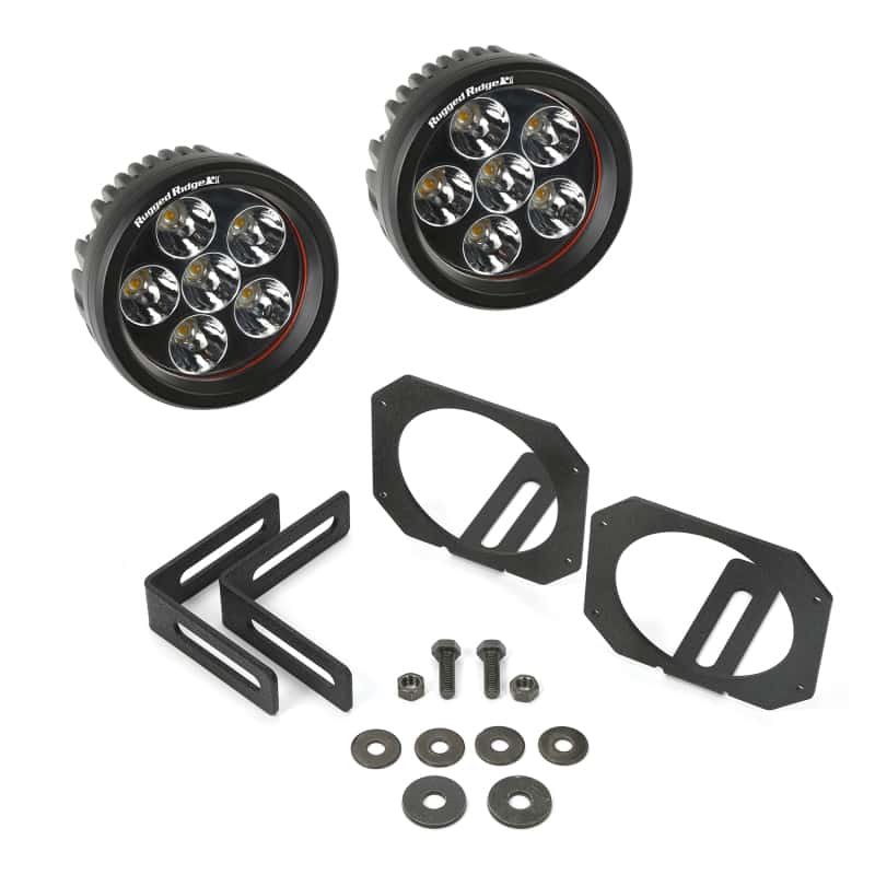 Rugged Ridge — Rugged Ridge 07-18 Jeep Wrangler JK Bumper Mounted Circular LED Light & Mount Kit
OFFROAD_LIGHTING
OrdRacingLampKt - view 2