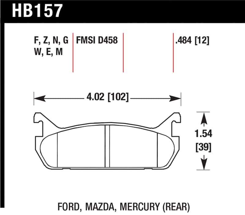 Hawk Performance — Hawk 91-96 Ford Escort GT / 90-93 Mazda Miata DTC-60 Rear Race Brake Pads
Disc Brake Pad - view 1