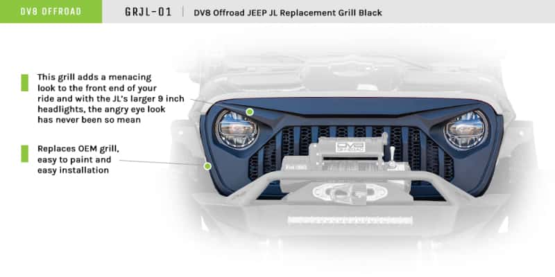 DV8 Offroad — DV8 Offroad 2018+ Jeep JL/ Gladiator Angry Grill - view 10