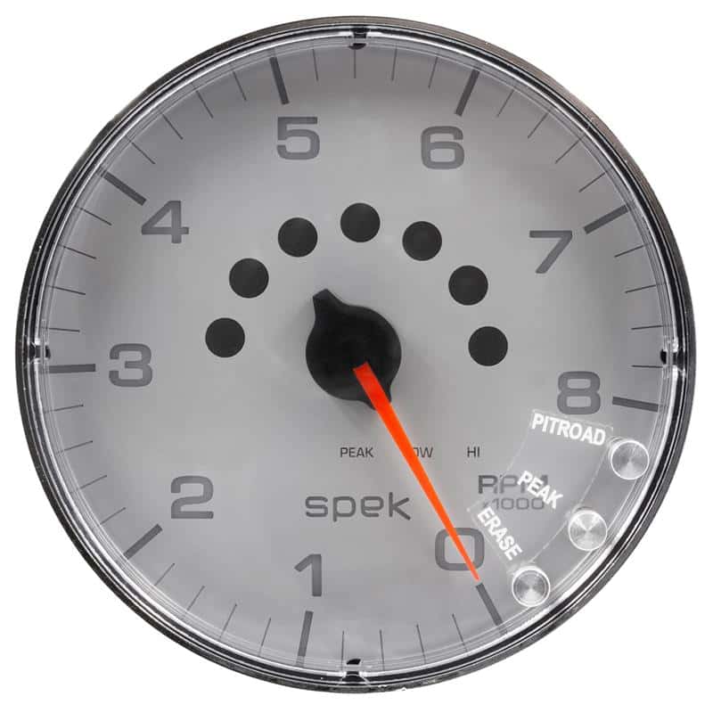 AutoMeter — Autometer Spek-Pro Gauge Tachometer 5in 8K Rpm W/Shift Light & Peak Mem Silver/Chrome
GA 5" 8KRPM SFC SPEK - view 2