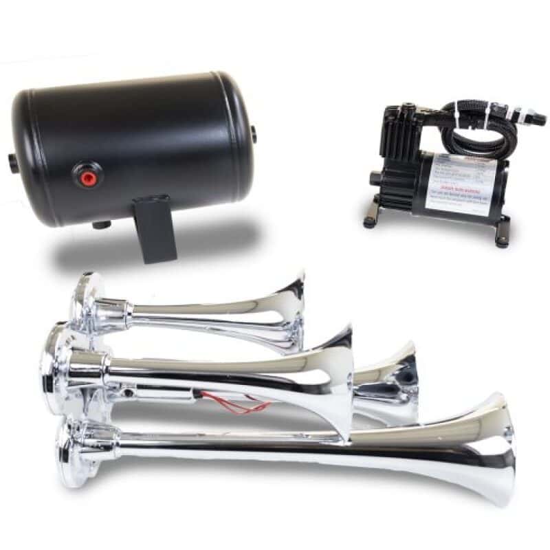 Kleinn Air Horns — Kleinn Chrome Quad Horn Kit w/ 130 PSI Air Compressor / 1.0 gal Air Tank
HK4 Quad Horn Kit - view 2