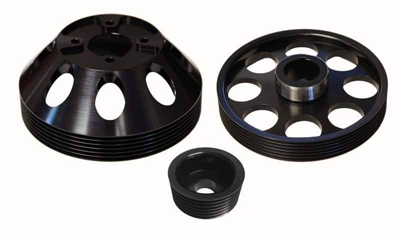 Torque Solution — Torque Solution Lightweight WP/Crank/Alt Pulley Combo (Black): Hyundai Genesis Coupe 3.8 2010+ - view 1