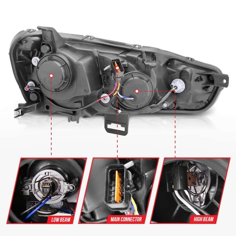 ANZO — ANZO 2008-2015 Mitsubishi Lancer Projector Headlights w/ Halo Black (CCFL)
Head Light Set
HdLtSet - view 6