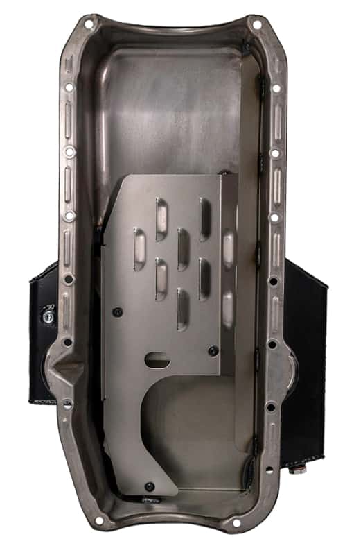 Moroso — Moroso 86-Up Chevrolet SBC (w/1 Pc Seal & Low Clearance) Wet Sump 7qt 7in Steel Oil Pan - Black - view 2
