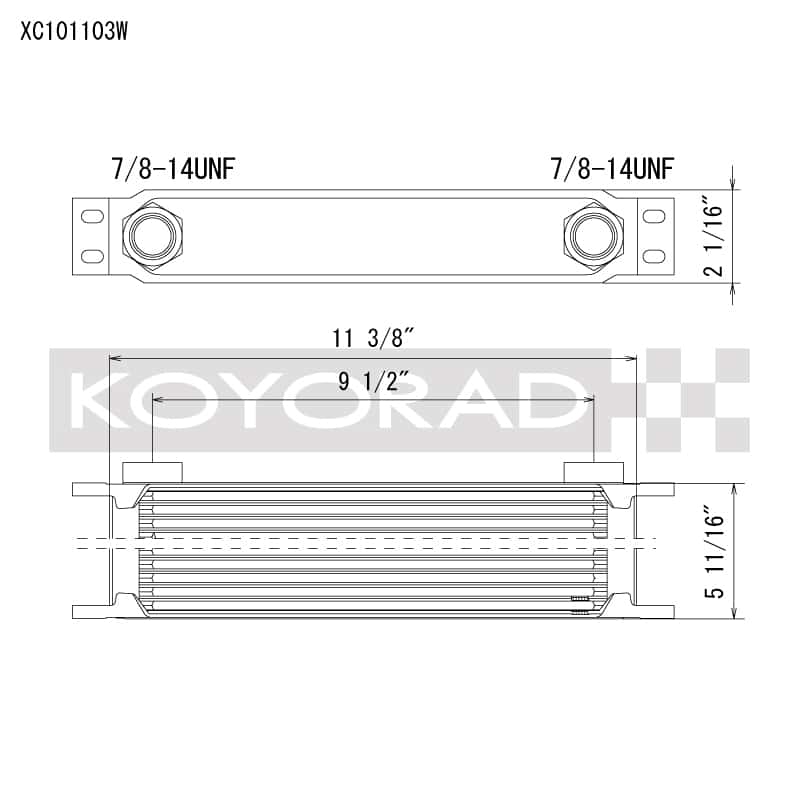 Koyo — Koyo 10 Row Oil Cooler 11.25in x 3in x 2in (AN-10 ORB provisions)
Racing Oil Cooler - view 1