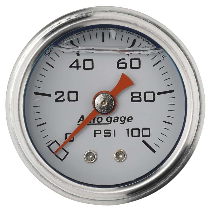AutoMeter — Autometer 1.5 inch Fuel Pressure Gauge 0-100 PSI
Ga Press 100psi Wht - view 1