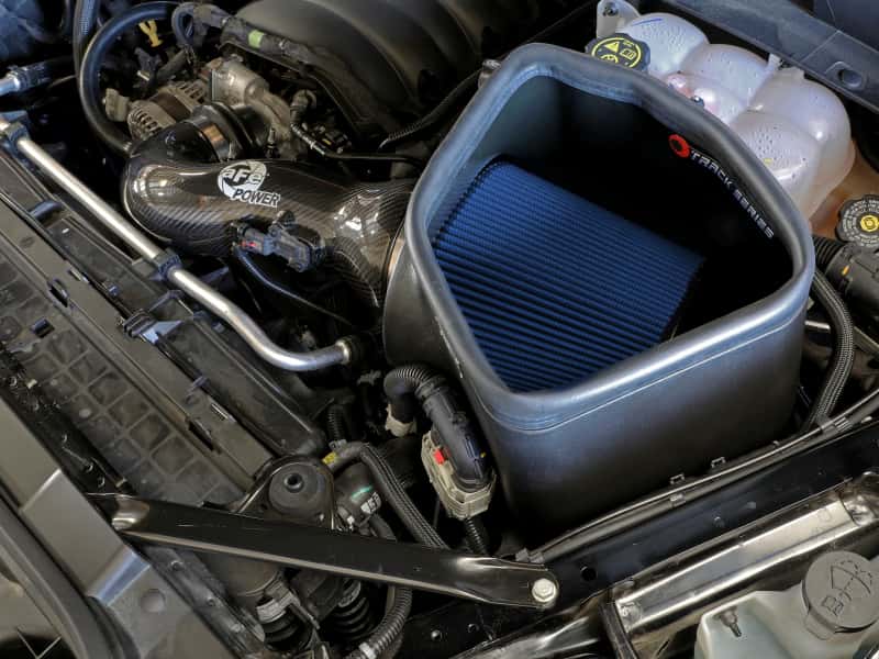 aFe — aFe 19-20 GM Trucks 5.3L/6.2L Track Series Carbon Fiber Cold Air Intake System With Pro 5R Filters
Track Series Intake  - view 9