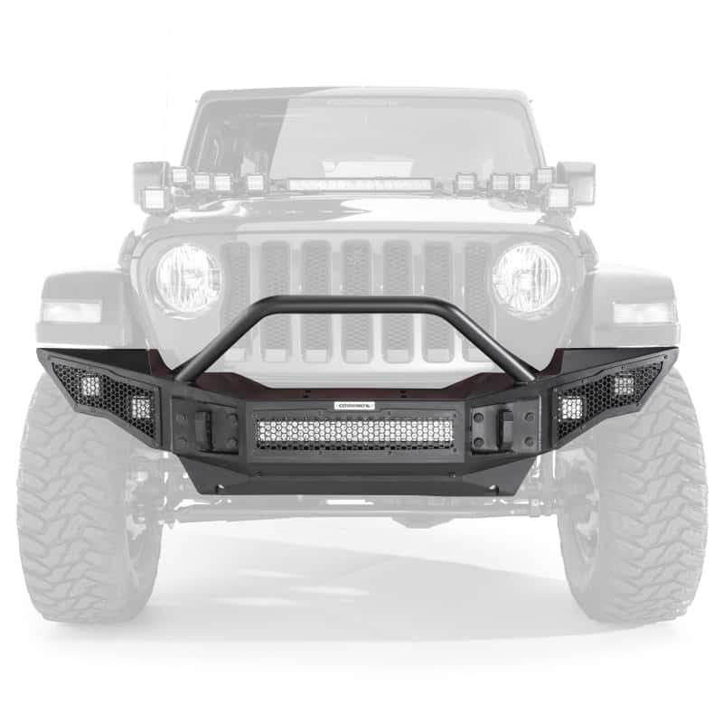 Go Rhino — Go Rhino 07-20 Jeep Wrangler JL/JLU/JK/JKU/Gladiator JT Rockline Full Width Bumper w/ Overrider
Rockline Bumper (F) - view 1