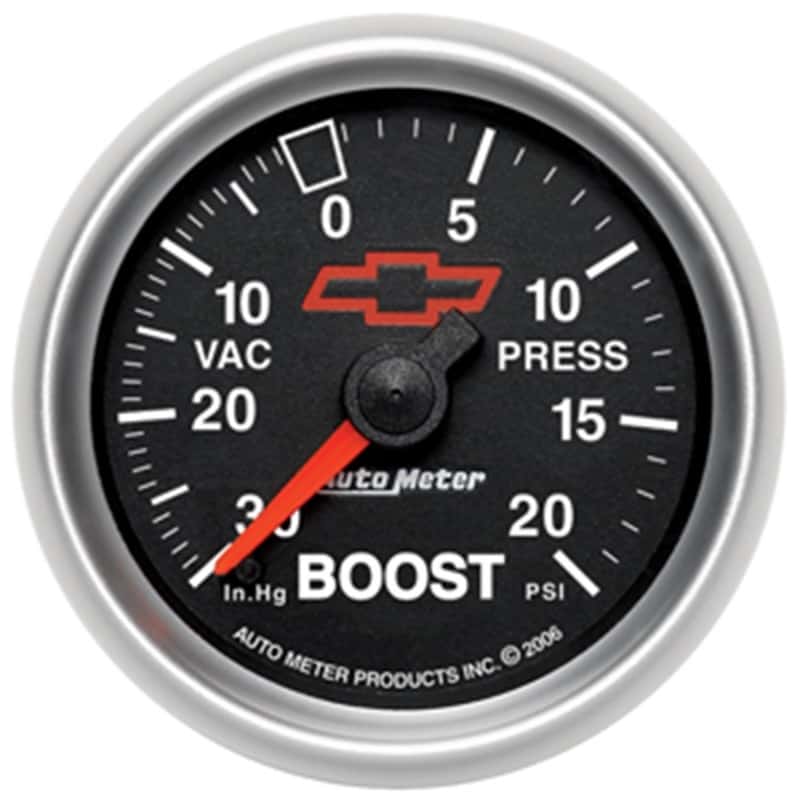 AutoMeter — Autometer GM Bowtie Black 2-1/16in Boost/Vacuum 30in HG - 20 PSI Mechanical
2-1/16" BOOST-VAC, 3 - view 1