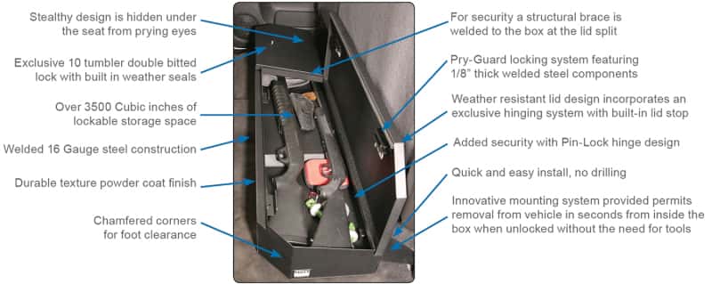 Tuffy Products — Tuffy Chevrolet Silverado & Gmc Sierra Underseat Lockbox Full Length W/ Keyed Lock For
Lockbox - view 8