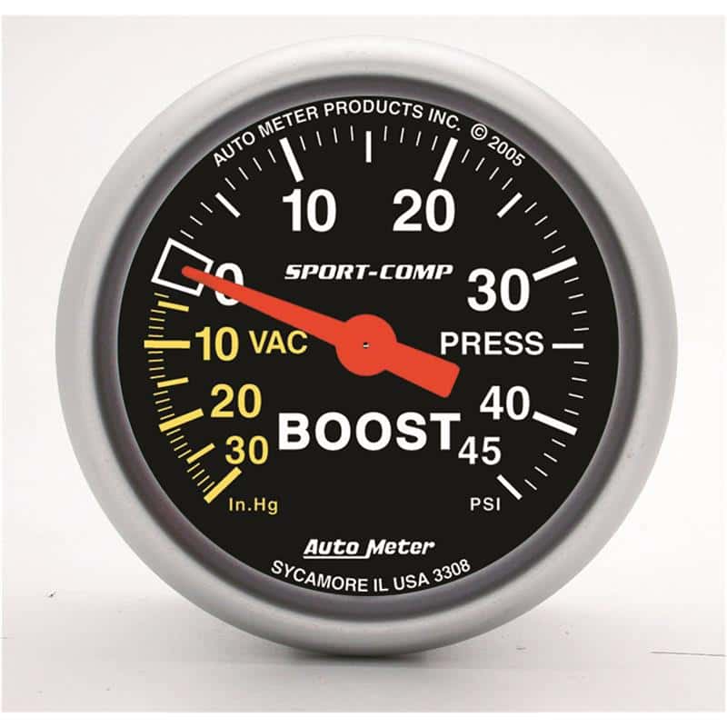 AutoMeter — Autometer Sport-Comp 52mm 45 PSI Mechanical Boost Gauge
2-1/16" BOOST-VAC, 3 - view 1