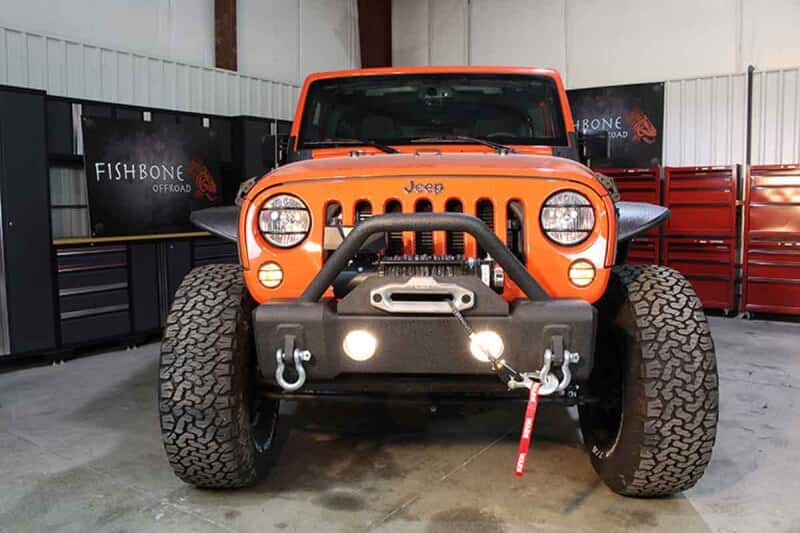 Fishbone Offroad — Fishbone Offroad 07-18 Jeep Wrangler JK Stubby Bumper W/Tube Guard - Black Textured Powdercoated - view 8