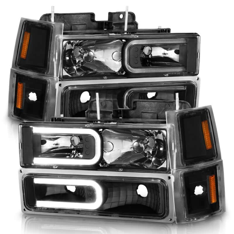 ANZO — ANZO 88-98 Chevrolet C1500 Crystal Headlights w/ Light Bar Black Housing w/ Signal Side Markers 8Pcs
Head Light Set
HdLtSet - view 3