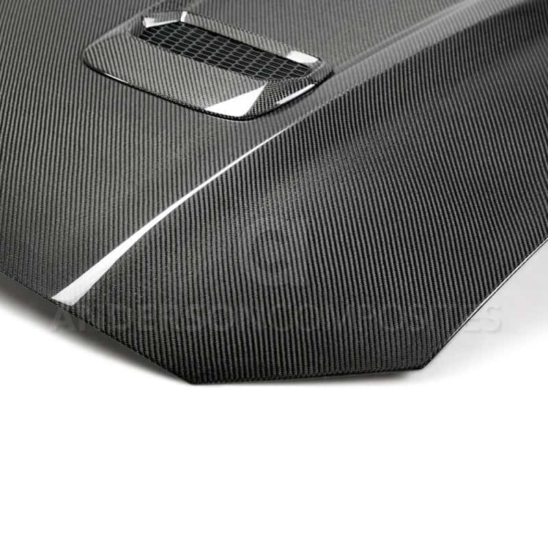 Anderson Composites — Anderson Composites 18-20 Ford Mustang Double Sided Type-OE Carbon Fiber Hood - view 4