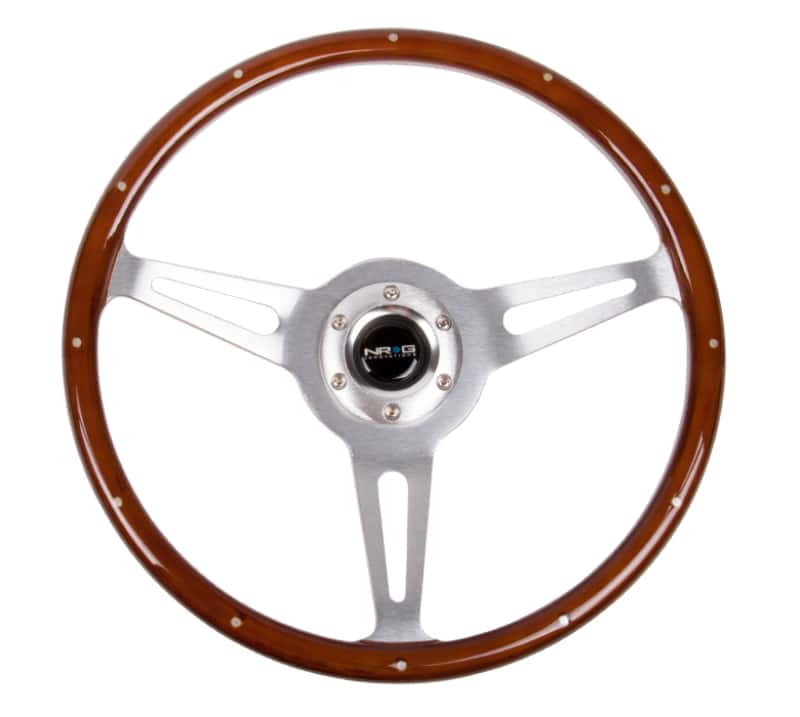 NRG — NRG Classic Wood Grain Steering Wheel (365mm) Wood w/Metal Inserts & Brushed Alum. 3-Spoke Center - view 1