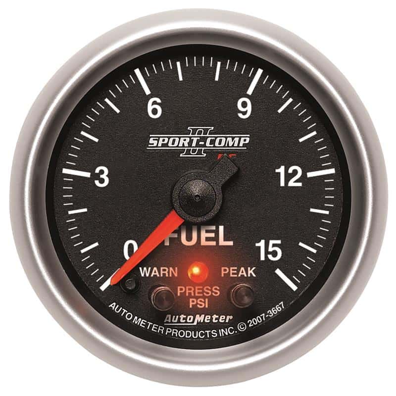 AutoMeter — Autometer Sport-Comp II 2-1/16in 0-15 PSI Fuel Pressure Gauge
2-1/16" FUEL PRESS, - view 2