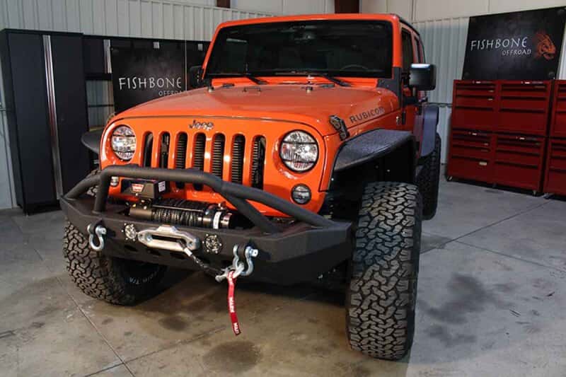 Fishbone Offroad — Fishbone Offroad 07-18 Jeep Wrangler Front Winch Bumper W/LEDs Full Width - Blk Textured Powdercoat - view 8