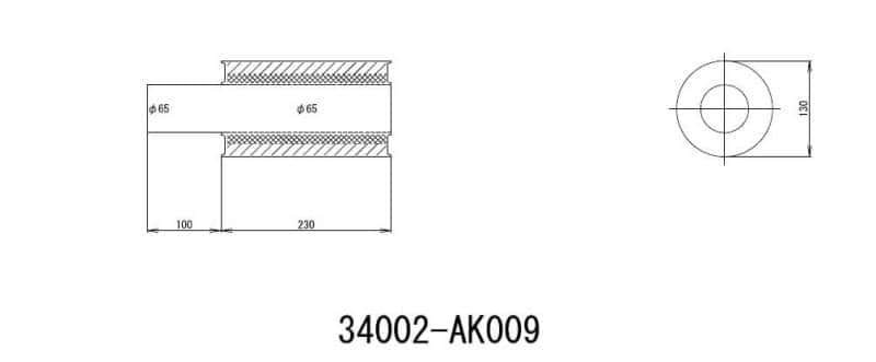 HKS — HKS UNIVERSAL EX H/M SUS 130-65 w/o tail (MOQ: 8pcs) - view 2