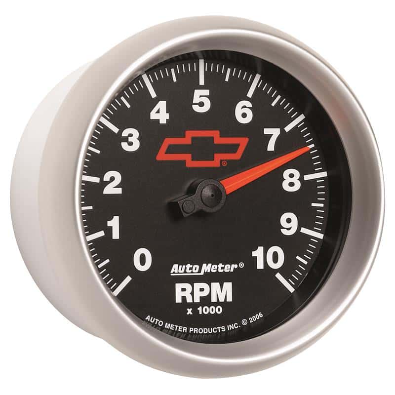 AutoMeter — AutoMeter Gauge Tachometer 3-3/8in. 10K RPM In-Dash Chevy Red Bowtie Black
3-3/8" TACH, 10,000 - view 6