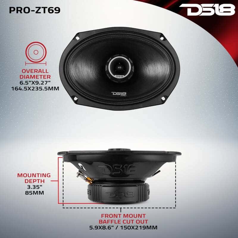 DS18 — DS18 6x9in Coaxial Loudspeaker 275 Watts RMS 4 ohm Mid-Range Water Resistant Cone - view 9